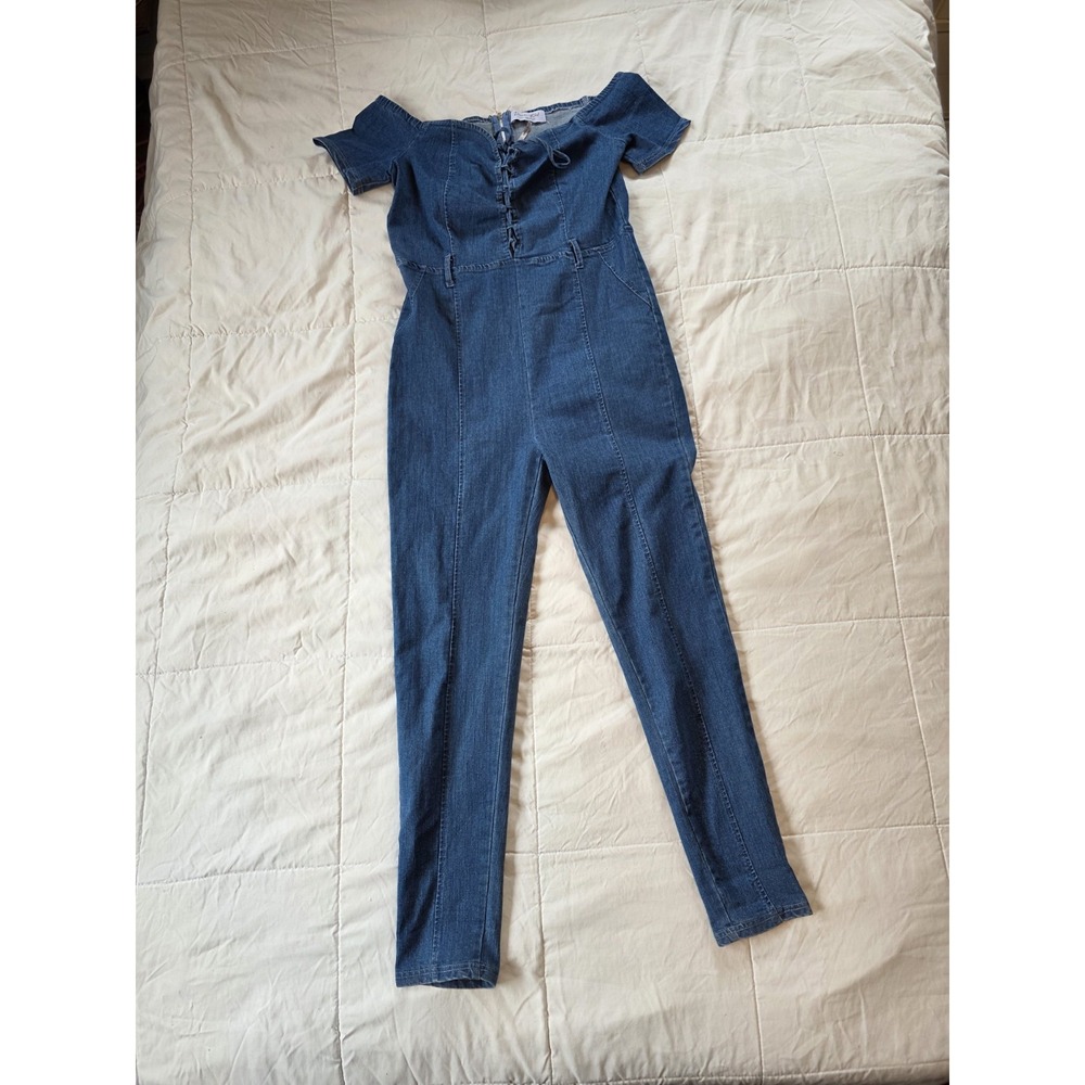 Demin Blvd Blue Denim Corset Jumpsuit | Size Large